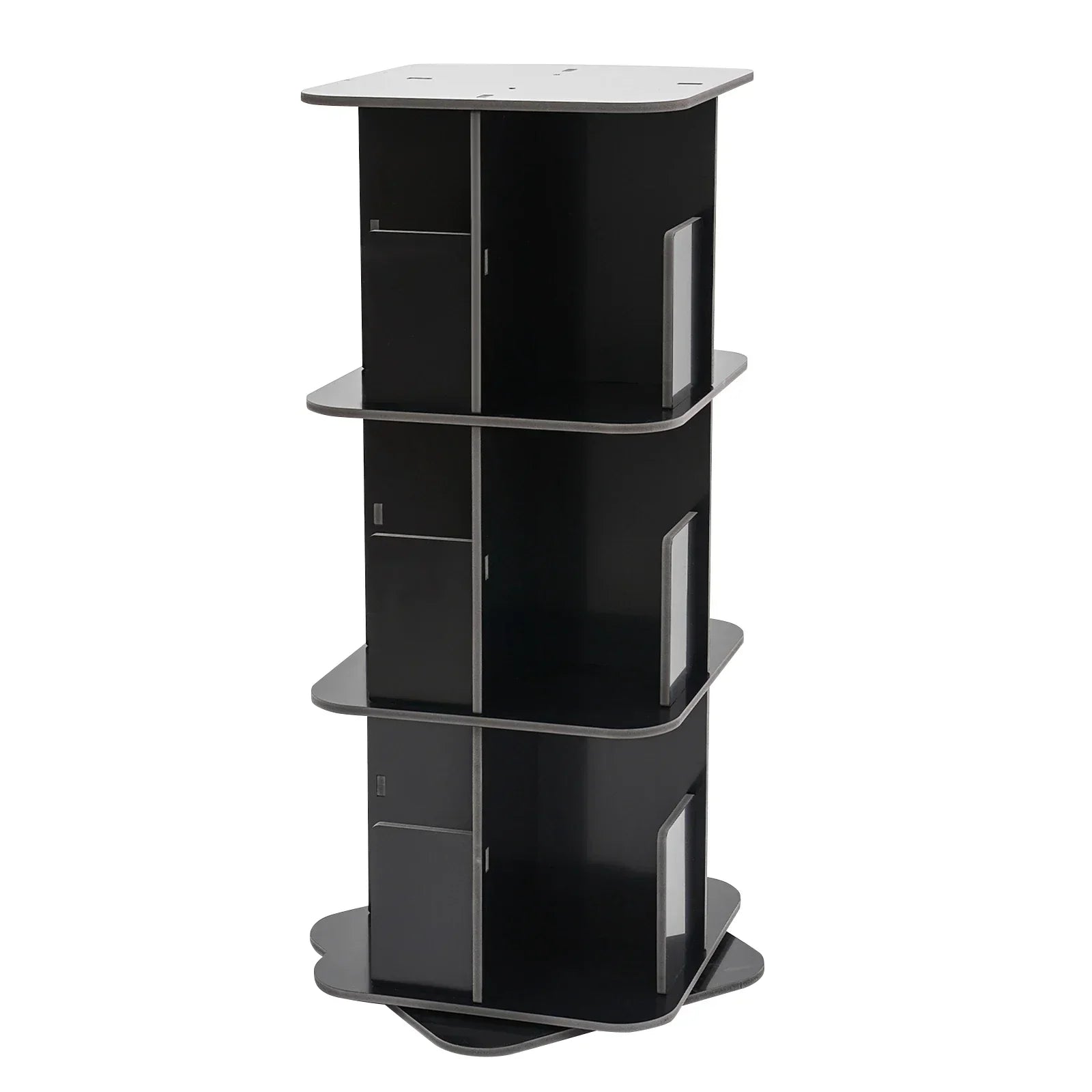 Drehbares Bücherregal mit 3 Etagen – 360° drehbar – PVC-Holzplatte – Schwarz – 39 x 39 x 97 cm