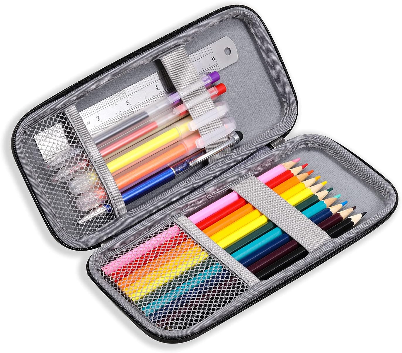 Estuche para lápices para adultos – Funda resistente con cremallera, gris