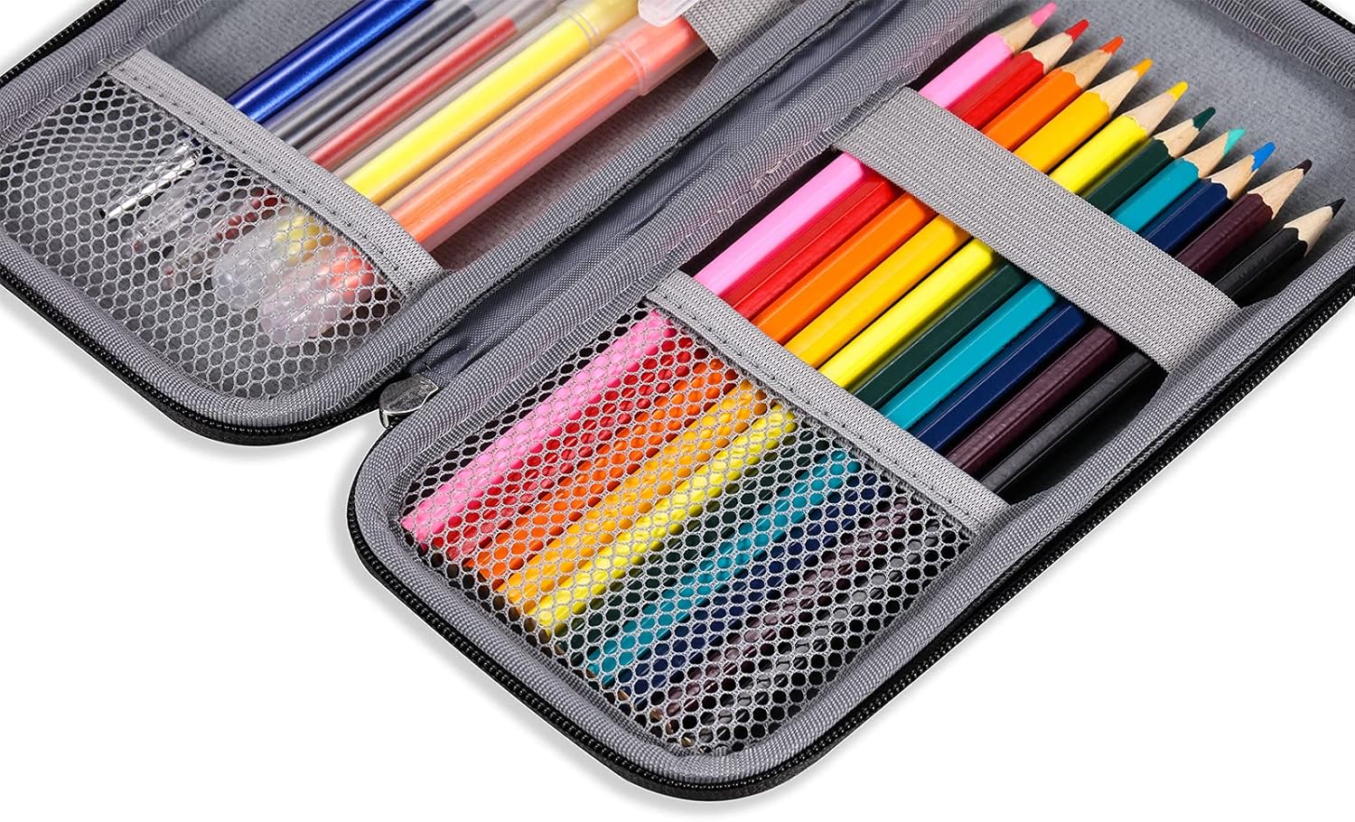 Estuche para lápices para adultos – Funda resistente con cremallera, gris