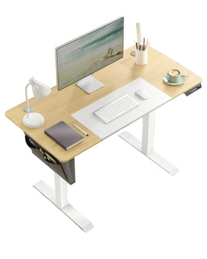 Höhenverstellbarer Elektrischer Schreibtisch mit Stoff-Organizer – 120 x 60 cm – MDF & Stahl