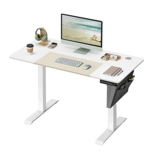 Höhenverstellbarer Elektrischer Schreibtisch mit Stoff-Organizer – 120 x 60 cm – MDF & Stahl