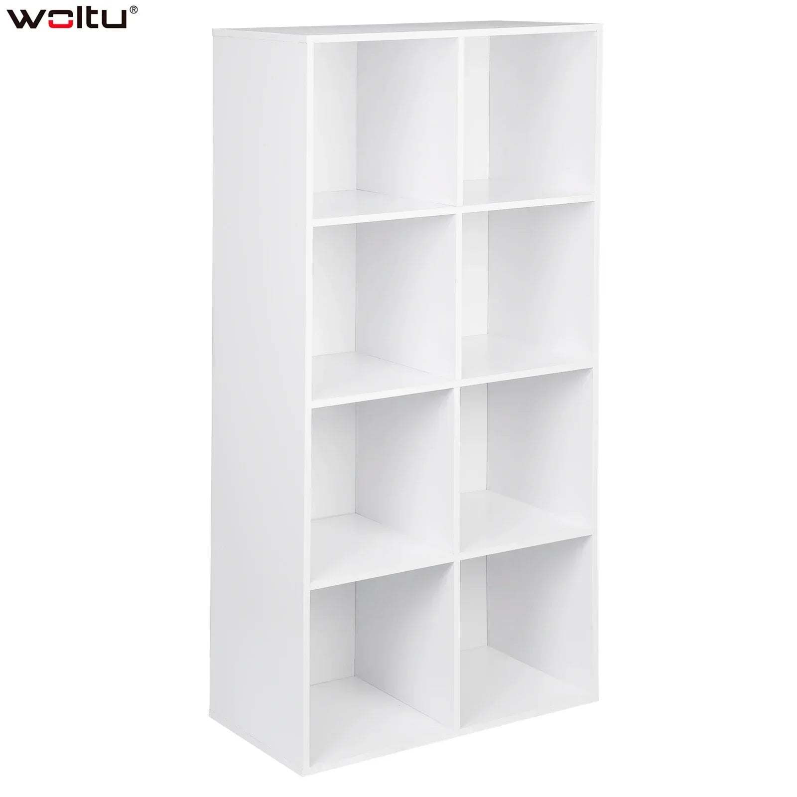 Bücherregal mit 8 Aufbewahrungswürfeln – Freistehend – Weiß – 60 x 29,5 x 121 cm – Holzoptik